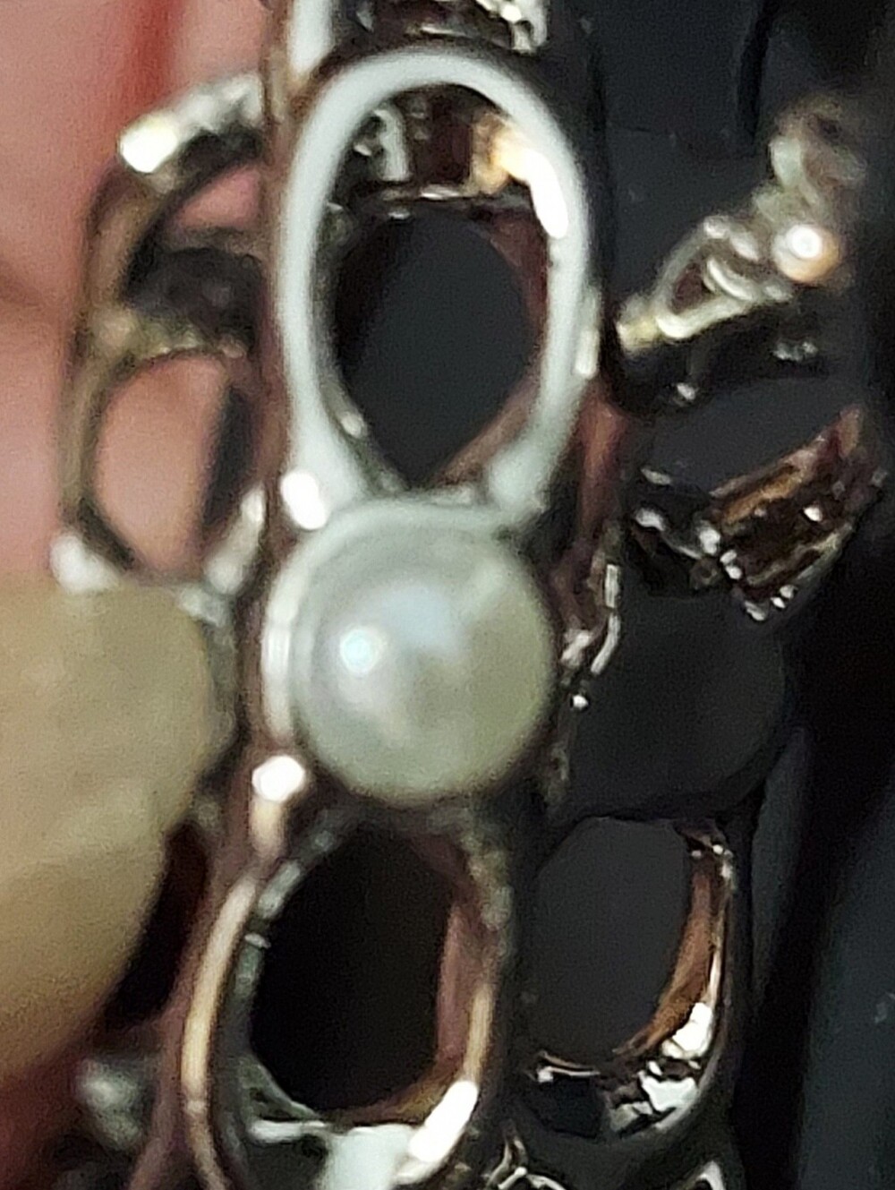 COACH Silver-Tone Hoop Earrings with Pearl Accents - Picture 6 of 6